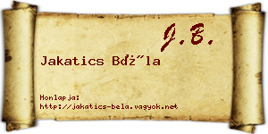 Jakatics Béla névjegykártya